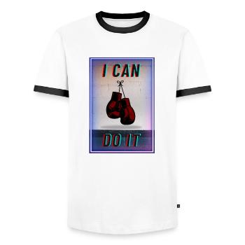 I CAN DO IT - Men's Ringer Shirt - white/black - Front - AI Model Female 172 light (172cm) & AI Model Male 178 dark (178cm)