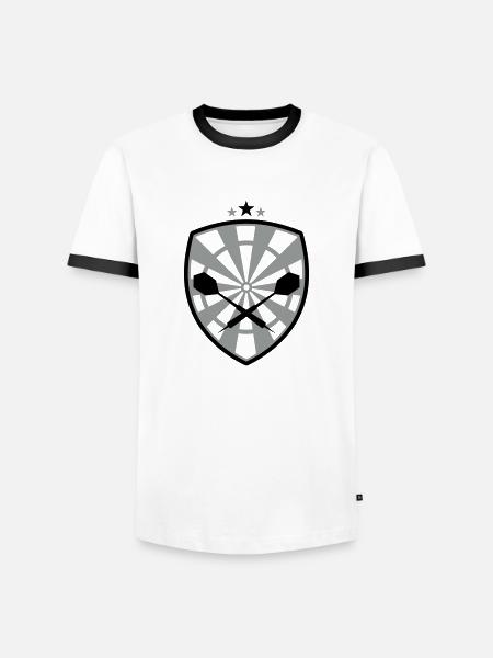Dart Wappen - zweifarbig - Männer Kontrast-T-Shirt - Weiß/Schwarz