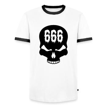 Crâne - T-shirt contrasté Homme - blanc/noir - Devant - AI Model Female 172 light (172cm) & AI Model Male 178 dark (178cm)