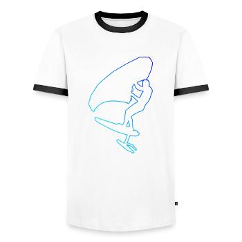 Hommes foilwing hydroptère wingsurf femmes wingfoil - T-shirt contrasté Homme - blanc/noir - Devant - AI Model Female 172 light (172cm) & AI Model Male 178 dark (178cm)