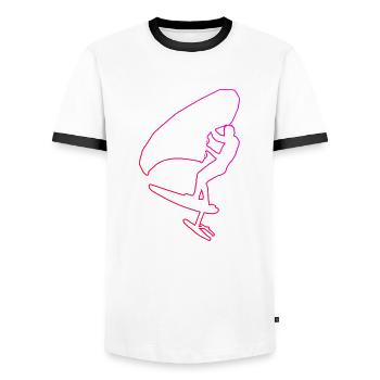 Damen hydrofoil wingsurfen wingsurf foilwing - Männer Kontrast-T-Shirt - Weiß/Schwarz - Vorne - AI Model Female 172 light (172cm) & AI Model Male 178 dark (178cm)