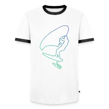 Men's wingsurf hydrofoil wingsurfing women - Men's Ringer Shirt - white/black - Front - AI Model Female 172 light (172cm) & AI Model Male 178 dark (178cm)