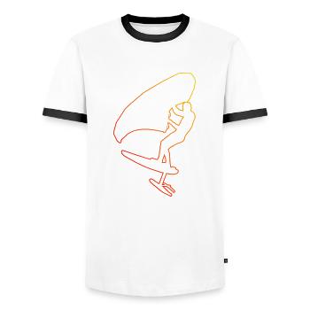 wingsurf wingfoil femmes hommes hydroptère - T-shirt contrasté Homme - blanc/noir - Devant - AI Model Female 172 light (172cm) & AI Model Male 178 dark (178cm)