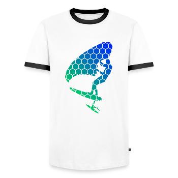 wingsurf hydrofoil wingsurfing men women - Men's Ringer Shirt - white/black - Front - AI Model Female 172 light (172cm) & AI Model Male 178 dark (178cm)