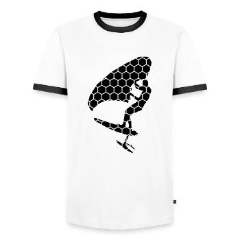 wingfoil women hydrofoil foilwing wingsurf - Men's Ringer Shirt - white/black - Front - AI Model Female 172 light (172cm) & AI Model Male 178 dark (178cm)