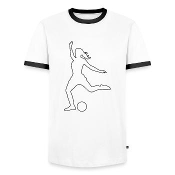 Football Football Game Jeux de football féminin - T-shirt contrasté Homme - blanc/noir - Devant - AI Model Female 172 light (172cm) & AI Model Male 178 dark (178cm)