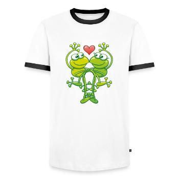 Grüne Frösche verlieben sich wahnsinnig - Männer Kontrast-T-Shirt - Weiß/Schwarz - Vorne - AI Model Female 172 light (172cm) & AI Model Male 178 dark (178cm)