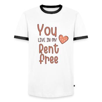 You Live in my Heart Rentfree - Men's Ringer Shirt - white/black - Front - AI Model Female 172 light (172cm) & AI Model Male 178 dark (178cm)