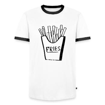 Fries! Frittierte Pommes - Männer Kontrast-T-Shirt - Weiß/Schwarz - Vorne - AI Model Female 172 light (172cm) & AI Model Male 178 dark (178cm)
