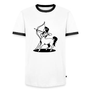 Schütze Horoskop Zentaur girl amazone - Männer Kontrast-T-Shirt - Weiß/Schwarz - Vorne - AI Model Female 172 light (172cm) & AI Model Male 178 dark (178cm)