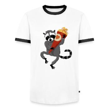Raccoon school cone - Men's Ringer Shirt - white/black - Front - AI Model Female 172 light (172cm) & AI Model Male 178 dark (178cm)