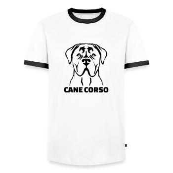 Cane Corso - T-shirt contrasté Homme - blanc/noir - Devant - AI Model Female 172 light (172cm) & AI Model Male 178 dark (178cm)