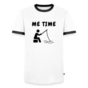 Pêche pêche - T-shirt contrasté Homme - blanc/noir - Devant - AI Model Female 172 light (172cm) & AI Model Male 178 dark (178cm)