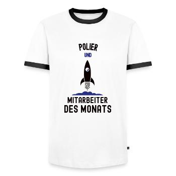 Mitarbeiter des Monats Polier Bester Bauleiter - Männer Kontrast-T-Shirt - Weiß/Schwarz - Vorne - AI Model Female 172 light (172cm) & AI Model Male 178 dark (178cm)