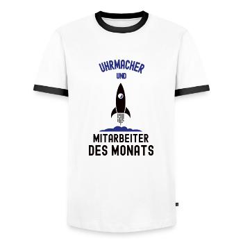 Mitarbeiter des Monats Uhrmacher Bester Juwelier - Männer Kontrast-T-Shirt - Weiß/Schwarz - Vorne - AI Model Female 172 light (172cm) & AI Model Male 178 dark (178cm)