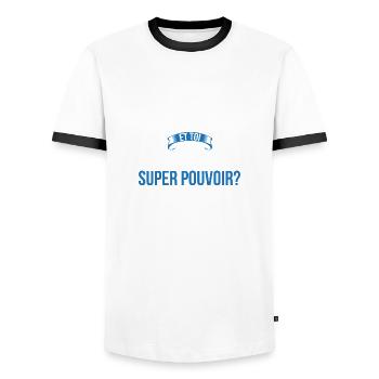 Coursier super pouvoir homme - T-shirt contrasté Homme - blanc/noir - Devant - AI Model Female 172 light (172cm) & AI Model Male 178 dark (178cm)
