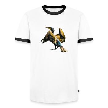 Cormoran Cormoran oiseaux VOEGEL animaux animaux - T-shirt contrasté Homme - blanc/noir - Devant - AI Model Female 172 light (172cm) & AI Model Male 178 dark (178cm)