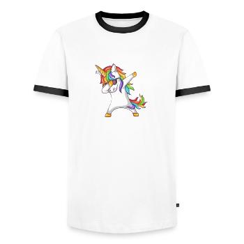 Licorne Design Skrrt - Männer Kontrast-T-Shirt - Weiß/Schwarz - Vorne - AI Model Female 172 light (172cm) & AI Model Male 178 dark (178cm)