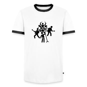 Band - Men's Ringer Shirt - white/black - Front - AI Model Female 172 light (172cm) & AI Model Male 178 dark (178cm)