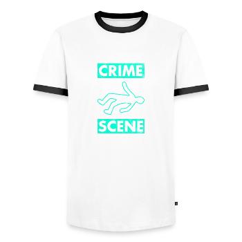 Crime Scene Mord Verbrechen Tatort Kriminalität - Männer Kontrast-T-Shirt - Weiß/Schwarz - Vorne - AI Model Female 172 light (172cm) & AI Model Male 178 dark (178cm)