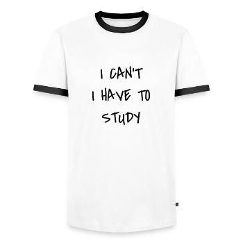 I Can’t I Have To Study - Männer Kontrast-T-Shirt - Weiß/Schwarz - Vorne - AI Model Female 172 light (172cm) & AI Model Male 178 dark (178cm)