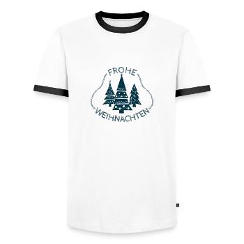 Frohe Weihnachten - Tannenbäume Weihnachtsbäume - Männer Kontrast-T-Shirt - Weiß/Schwarz - Vorne - AI Model Female 172 light (172cm) & AI Model Male 178 dark (178cm)