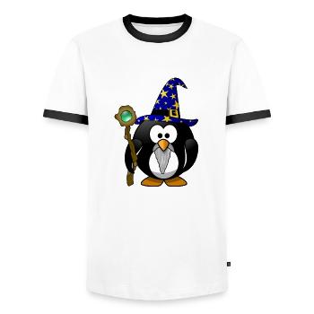 guerres magicien Gandalf paix magique étoile pingouin - T-shirt contrasté Homme - blanc/noir - Devant - AI Model Female 172 light (172cm) & AI Model Male 178 dark (178cm)