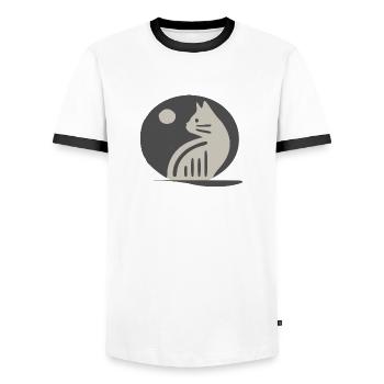 Katzen-Silhouette - Männer Kontrast-T-Shirt - Weiß/Schwarz - Vorne - AI Model Female 172 light (172cm) & AI Model Male 178 dark (178cm)