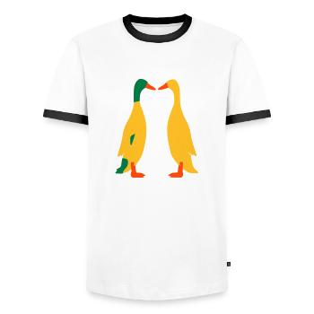 Ente und Ente Vektor - Männer Kontrast-T-Shirt - Weiß/Schwarz - Vorne - AI Model Female 172 light (172cm) & AI Model Male 178 dark (178cm)