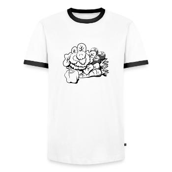 chou-fleur végétal - T-shirt contrasté Homme - blanc/noir - Devant - AI Model Female 172 light (172cm) & AI Model Male 178 dark (178cm)