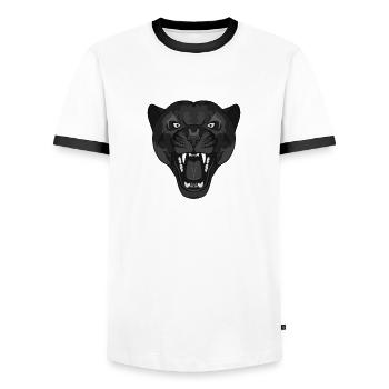 Panther - Men's Ringer Shirt - white/black - Front - AI Model Female 172 light (172cm) & AI Model Male 178 dark (178cm)