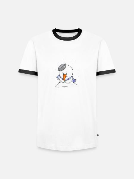 Snowsey, den lille snemand, er trist - Herre kontrast-T-shirt - hvid/sort