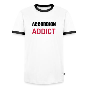 Accordéon Accordéoniste Musique Musicien Concert - T-shirt contrasté Homme - blanc/noir - Devant - AI Model Female 172 light (172cm) & AI Model Male 178 dark (178cm)