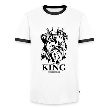 Berger australien roi de tout Wilsigns - T-shirt contrasté Homme - blanc/noir - Devant - AI Model Female 172 light (172cm) & AI Model Male 178 dark (178cm)