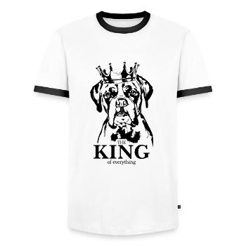 Boxer King of everything Dogs Dog Wilsigns - Men's Ringer Shirt - white/black - Front - AI Model Female 172 light (172cm) & AI Model Male 178 dark (178cm)