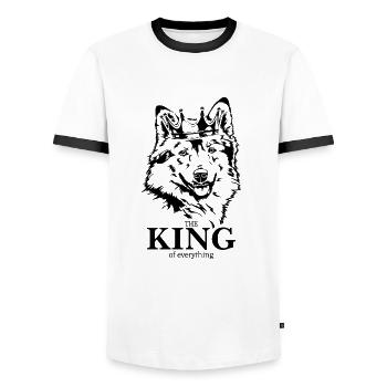 Islandhund King of everything Hunde Wilsigns - Männer Kontrast-T-Shirt - Weiß/Schwarz - Vorne - AI Model Female 172 light (172cm) & AI Model Male 178 dark (178cm)