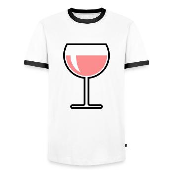 Roséweinglas Rund Zu (Roséwein / Wein / 2C) - Männer Kontrast-T-Shirt - Weiß/Schwarz - Vorne - AI Model Female 172 light (172cm) & AI Model Male 178 dark (178cm)