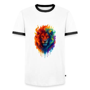 Lion multicolore - T-shirt contrasté Homme - blanc/noir - Devant - AI Model Female 172 light (172cm) & AI Model Male 178 dark (178cm)