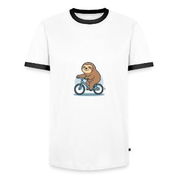 Je peux pas j’ai vélo – Paresse et humour. - T-shirt contrasté Homme - blanc/noir - Devant - AI Model Female 172 light (172cm) & AI Model Male 178 dark (178cm)