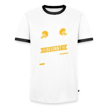 Leben auf dem Platz (Football) - Männer Kontrast-T-Shirt - Weiß/Schwarz - Vorne - AI Model Female 172 light (172cm) & AI Model Male 178 dark (178cm)