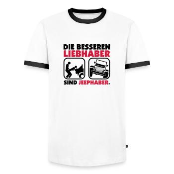 Ohne Worte. - Männer Kontrast-T-Shirt - Weiß/Schwarz - Vorne - AI Model Female 172 light (172cm) & AI Model Male 178 dark (178cm)