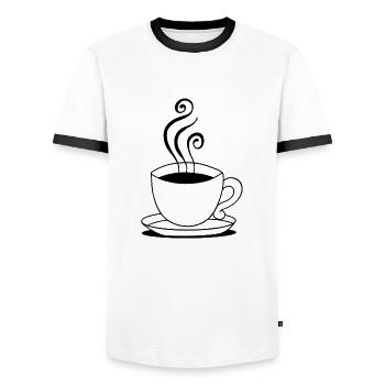 coffee pot - Men's Ringer Shirt - white/black - Front - AI Model Female 172 light (172cm) & AI Model Male 178 dark (178cm)