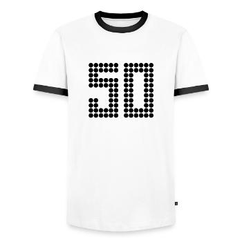 50 - T-shirt contrasté Homme - blanc/noir - Devant - AI Model Female 172 light (172cm) & AI Model Male 178 dark (178cm)
