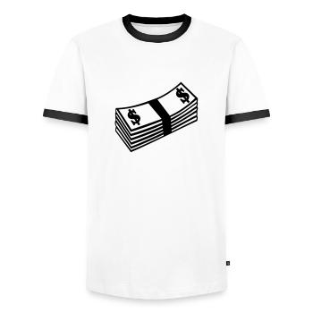 Dollar Geld - Männer Kontrast-T-Shirt - Weiß/Schwarz - Vorne - AI Model Female 172 light (172cm) & AI Model Male 178 dark (178cm)