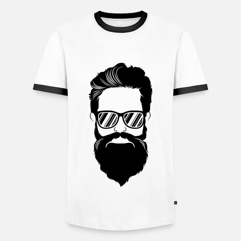 hipster head bart cool - Men's Ringer Shirt - white/black