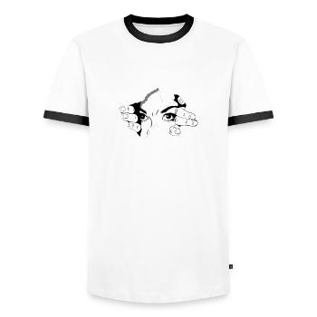 Yeux noir et blanc - T-shirt contrasté Homme - blanc/noir - Devant - AI Model Female 172 light (172cm) & AI Model Male 178 dark (178cm)
