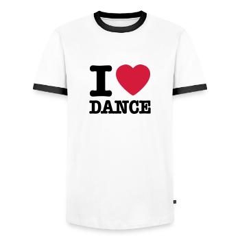 I love dance / I heart dance - Men's Ringer Shirt - white/black - Front - AI Model Female 172 light (172cm) & AI Model Male 178 dark (178cm)