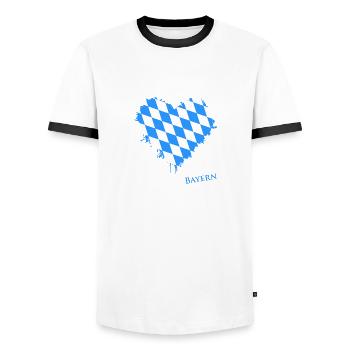 Bayern - Männer Kontrast-T-Shirt - Weiß/Schwarz - Vorne - AI Model Female 172 light (172cm) & AI Model Male 178 dark (178cm)
