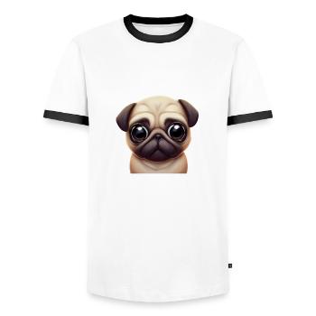 Entzückende Mopskunst - Männer Kontrast-T-Shirt - Weiß/Schwarz - Vorne - AI Model Female 172 light (172cm) & AI Model Male 178 dark (178cm)