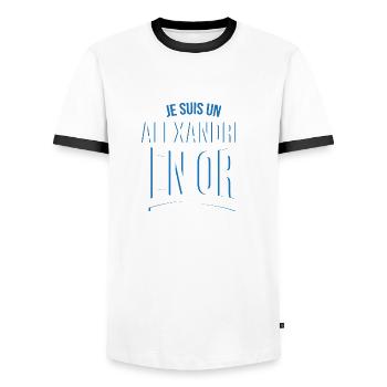 je suis un Alexandre en or cadeau idée humour - T-shirt contrasté Homme - blanc/noir - Devant - AI Model Female 172 light (172cm) & AI Model Male 178 dark (178cm)